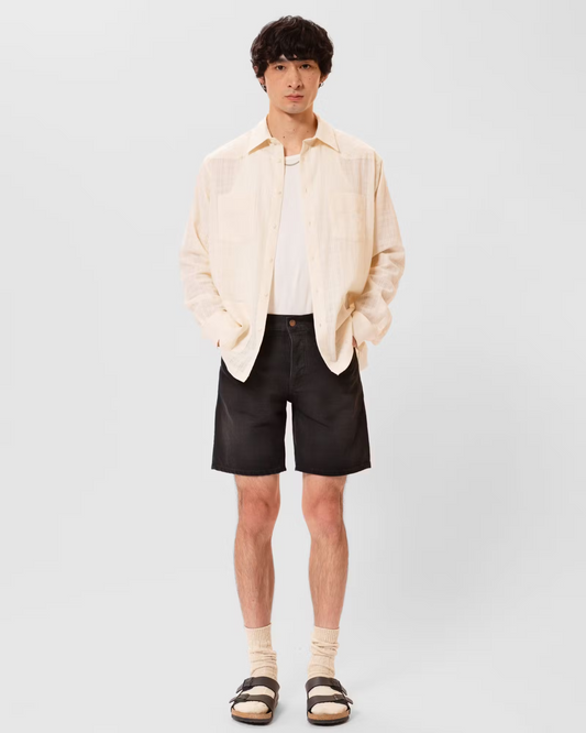 Nudie Jeans Seth Denim Shorts Aged Black