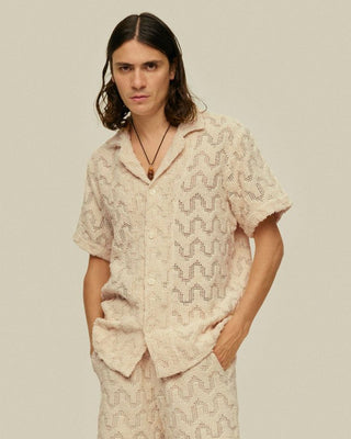 Atlas Cuba Crochet Shirt - Resort Collar and Geometric Pattern