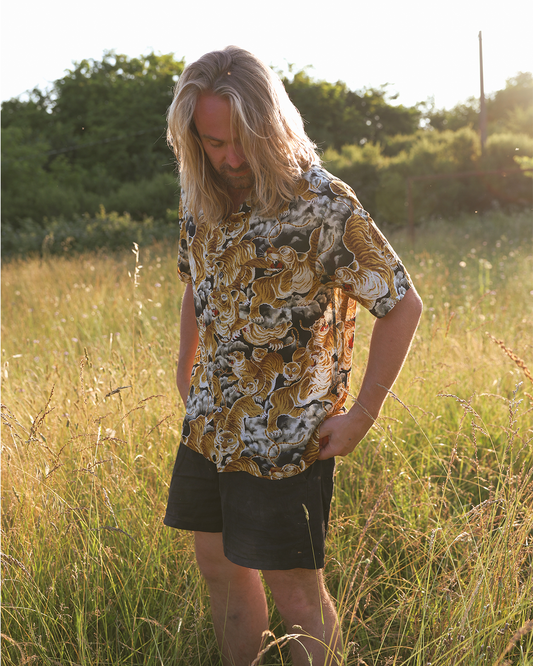 OAS Black Linen Shorts Black