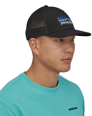 Patagonia P-6 Logo LoPro Trucker Hat Black - Sustainable Mesh Cap