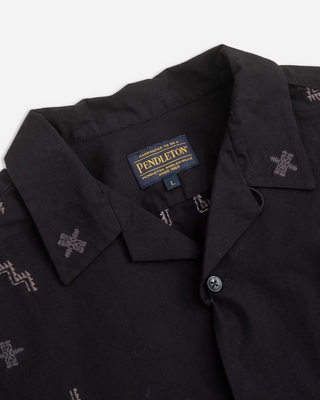 Pendleton Embroided Open Collar Pocket Shirt Black Harding