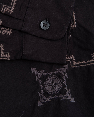 Pendleton Embroided Open Collar Pocket Shirt Black Harding