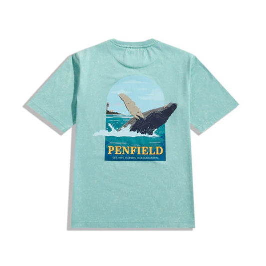 Penfield Whale Scene Back Graphic T-Shirt Dusty Turquoise