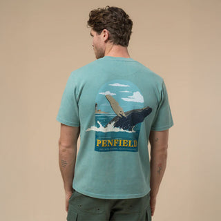 Penfield Whale Scene Back Graphic T-Shirt Dusty Turquoise