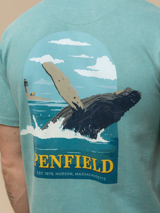Penfield Whale Scene Back Graphic T-Shirt Dusty Turquoise