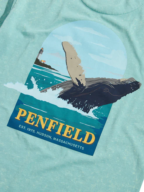 Penfield Whale Scene Back Graphic T-Shirt Dusty Turquoise
