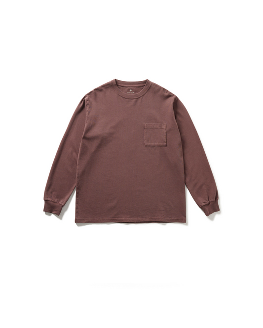 Snow Peak Garment Dyed L/S T-Shirt Burgundy