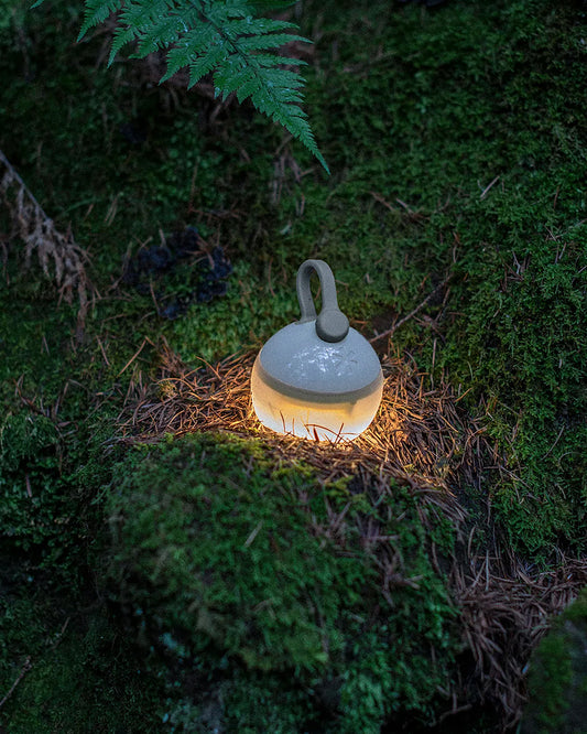 Snow Peak Rechargeable Mini Hozuki Morning Mist in forest