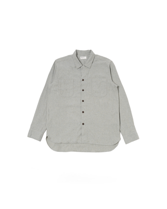 Universal Works Brushed Flannel Work Shirt Grey