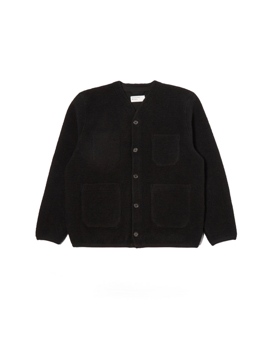 Universal Works Cardigan Wool Fleece Black