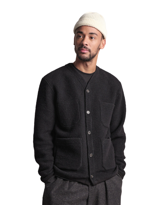 Universal Works Cardigan Wool Fleece Black