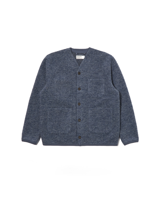 Universal Works Cardigan Wool Fleece Slate Blue