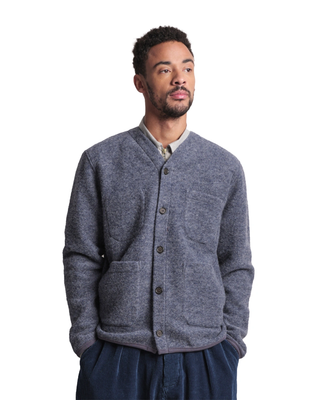 Universal Works Cardigan Wool Fleece Slate Blue