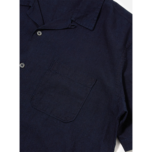 Universal Works Road Shirt Indigo Linen Mix