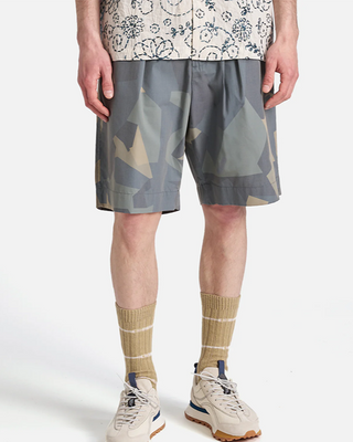Universal Works Pleated Track Short Blue Camo