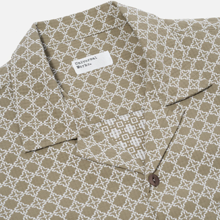 Universal Works Rhodes Cotton Square Pocket Shirt Sand / White