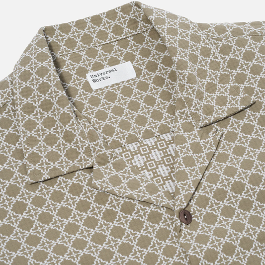 Universal Works Rhodes Cotton Square Pocket Shirt Sand / White