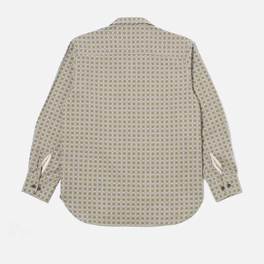 Universal Works Rhodes Cotton Square Pocket Shirt Sand / White