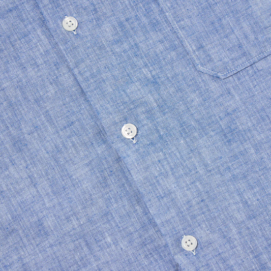 Universal Works Slub Linen Mix Road Shirt Blue