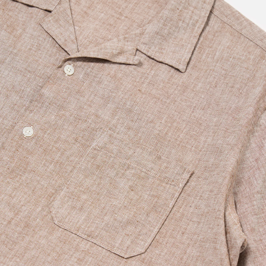 Universal Works Slub Linen Mix Road Shirt Brown