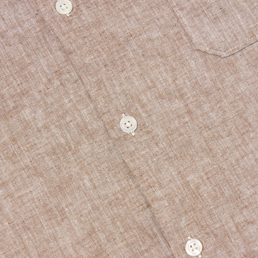 Universal Works Slub Linen Mix Road Shirt Brown