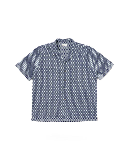 Universal Works Tile 3 Cotton Dean Road Shirt Navy
