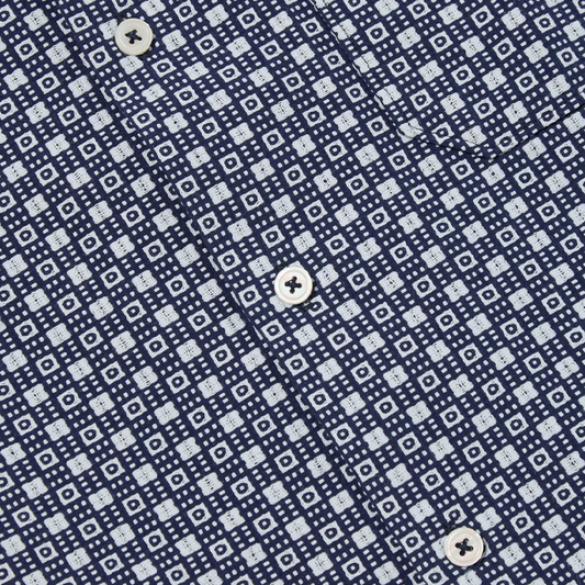 Universal Works Tile 3 Cotton Dean Road Shirt Navy