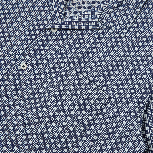 Universal Works Tile 3 Cotton Dean Road Shirt Navy