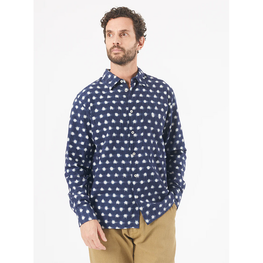 Universal Works Vintage Double Ikat Square Pocket Shirt Indigo
