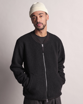 Universal Works Zip Bomber Wool Fleece Black