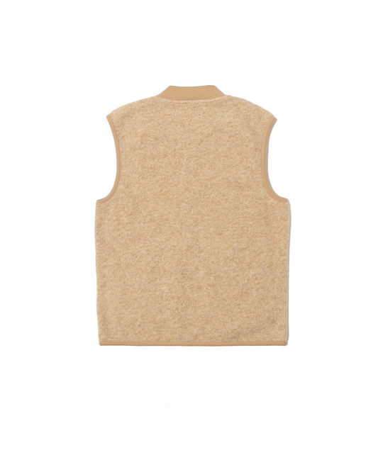 Universal Works Zip Waistcoat Wool Fleece Fawn