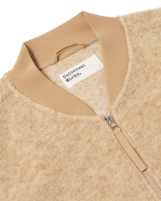 Universal Works Zip Waistcoat Wool Fleece Fawn