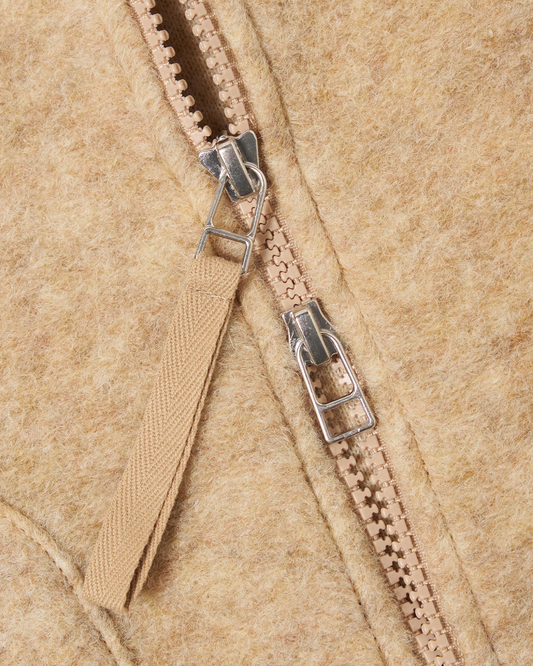 Universal Works Zip Waistcoat Wool Fleece Fawn