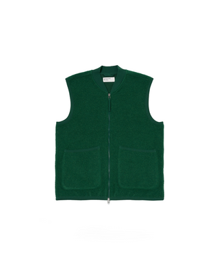 Universal Works Zip Waistcoat Wool Fleece Green