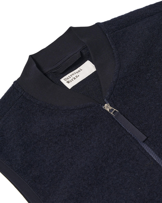 Universal Works Zip Waistcoat Wool Fleece Navy