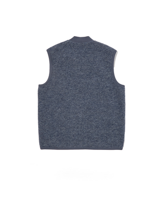 Universal Works Zip Waistcoat Wool Fleece Slate Blue