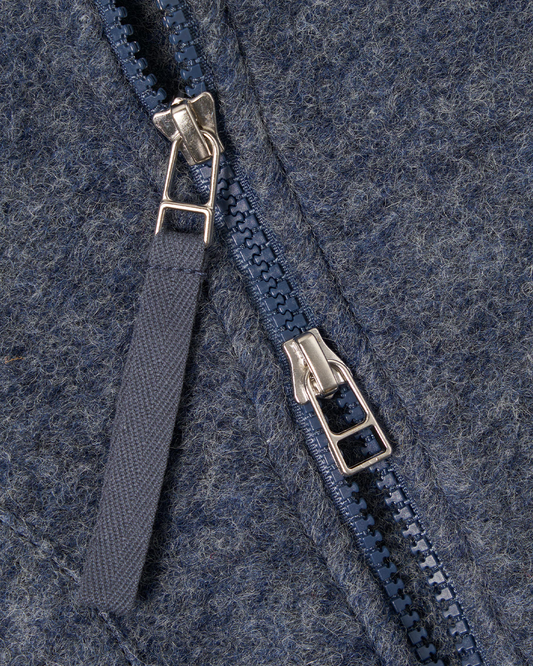 Universal Works Zip Waistcoat Wool Fleece Slate Blue