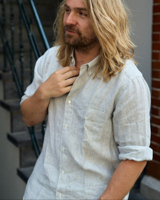 La Paz Bastos Smoked Pearl Linen St Grey Linen Shirt